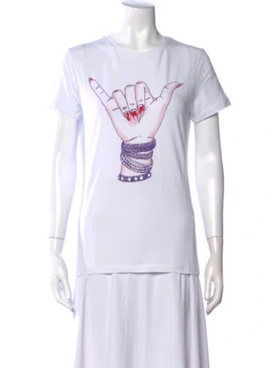 Pre-owned Jonathan Cohen Graphic Print Crew Neck T-shirt W/ Tags In White