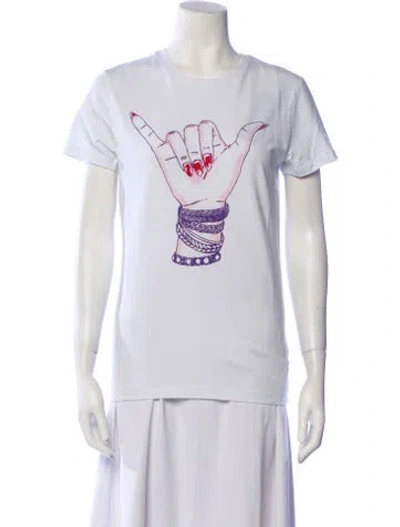 Pre-owned Jonathan Cohen Graphic Print Crew Neck T-shirt W/ Tags In White