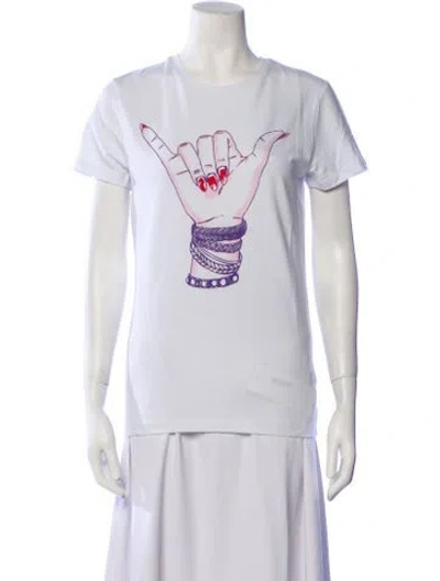 Pre-owned Jonathan Cohen Graphic Print Crew Neck T-shirt W/ Tags In White