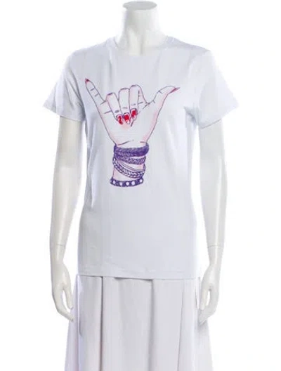 Pre-owned Jonathan Cohen Graphic Print Crew Neck T-shirt W/ Tags In White