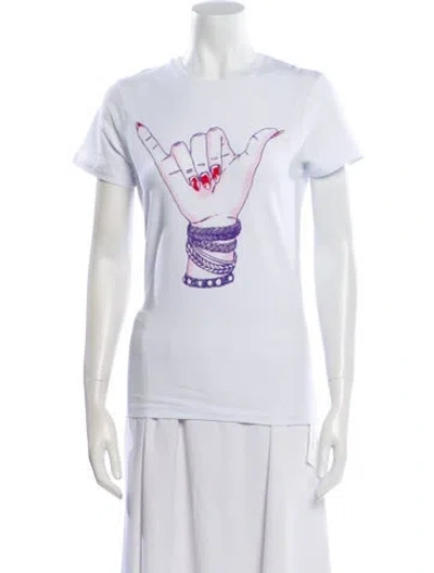 Pre-owned Jonathan Cohen Graphic Print Crew Neck T-shirt W/ Tags In White