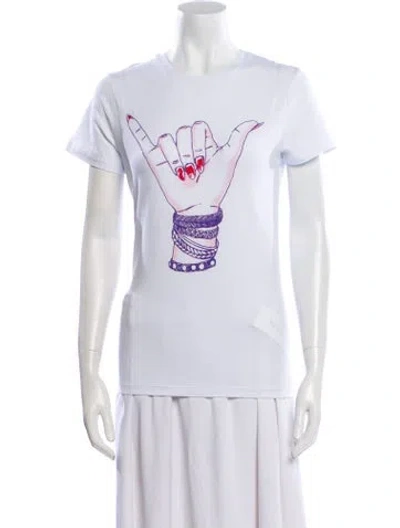 Pre-owned Jonathan Cohen Graphic Print Crew Neck T-shirt W/ Tags In White