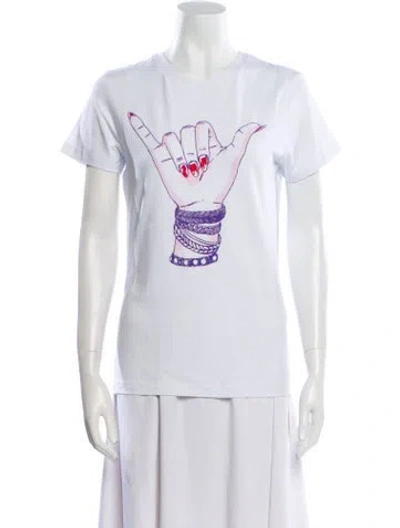 Pre-owned Jonathan Cohen Graphic Print Crew Neck T-shirt W/ Tags In White