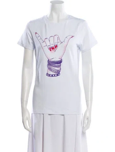 Pre-owned Jonathan Cohen Graphic Print Crew Neck T-shirt W/ Tags In White