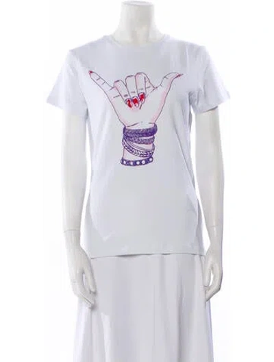 Pre-owned Jonathan Cohen Graphic Print Crew Neck T-shirt W/ Tags In White