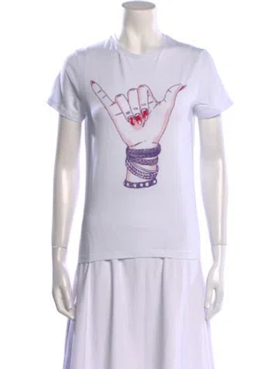 Pre-owned Jonathan Cohen Graphic Print Crew Neck T-shirt W/ Tags In White