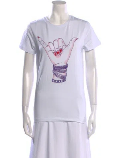 Pre-owned Jonathan Cohen Graphic Print Crew Neck T-shirt W/ Tags In White