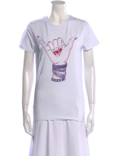 Pre-owned Jonathan Cohen Graphic Print Crew Neck T-shirt W/ Tags In White