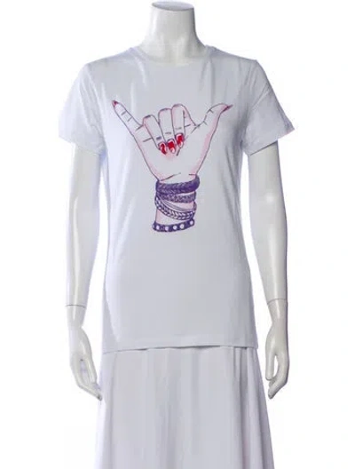 Pre-owned Jonathan Cohen Graphic Print Crew Neck T-shirt W/ Tags In White