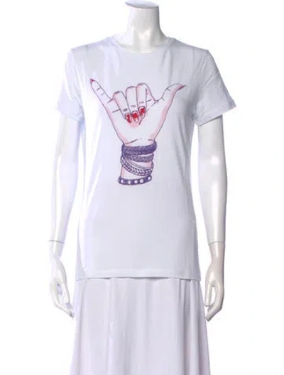 Pre-owned Jonathan Cohen Graphic Print Crew Neck T-shirt W/ Tags In White