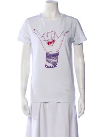 Pre-owned Jonathan Cohen Graphic Print Crew Neck T-shirt W/ Tags In White