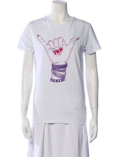 Pre-owned Jonathan Cohen Graphic Print Crew Neck T-shirt W/ Tags In White