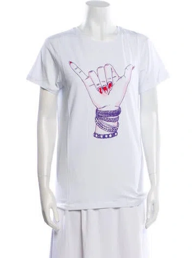 Pre-owned Jonathan Cohen Graphic Print Crew Neck T-shirt W/ Tags In White