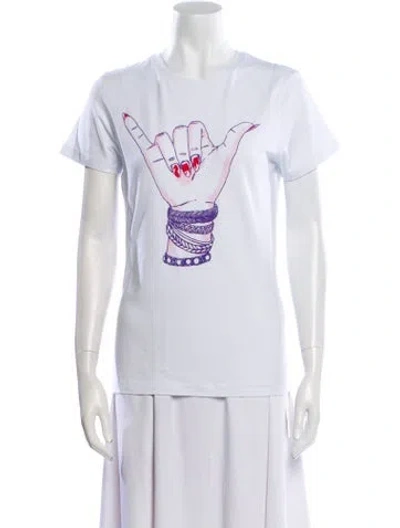 Pre-owned Jonathan Cohen Graphic Print Crew Neck T-shirt W/ Tags In White