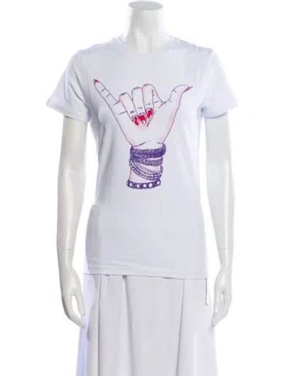 Pre-owned Jonathan Cohen Graphic Print Crew Neck T-shirt W/ Tags In White