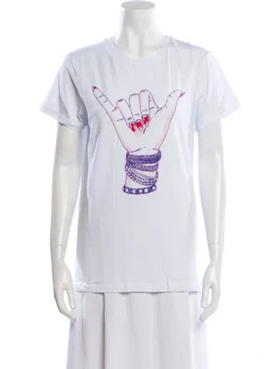 Pre-owned Jonathan Cohen Graphic Print Crew Neck T-shirt W/ Tags In White