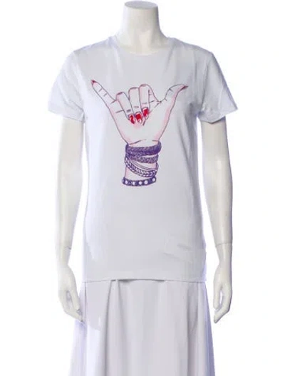 Pre-owned Jonathan Cohen Graphic Print Crew Neck T-shirt W/ Tags In White