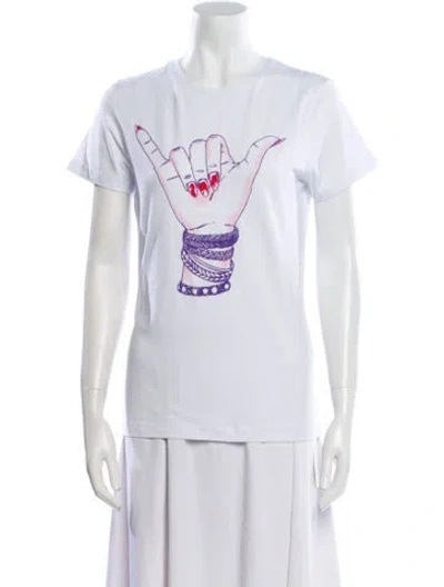 Pre-owned Jonathan Cohen Graphic Print Crew Neck T-shirt W/ Tags In White