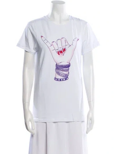 Pre-owned Jonathan Cohen Graphic Print Crew Neck T-shirt W/ Tags In White