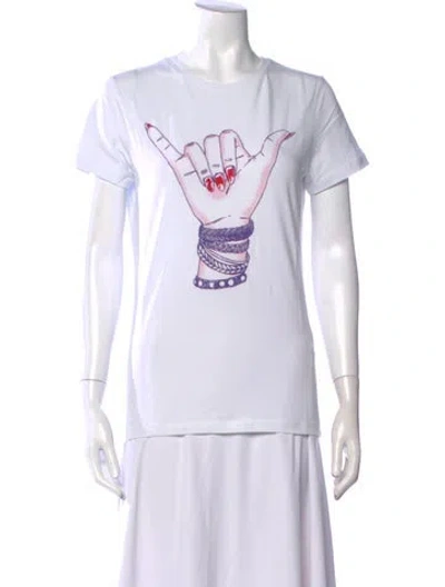 Pre-owned Jonathan Cohen Graphic Print Crew Neck T-shirt W/ Tags In White