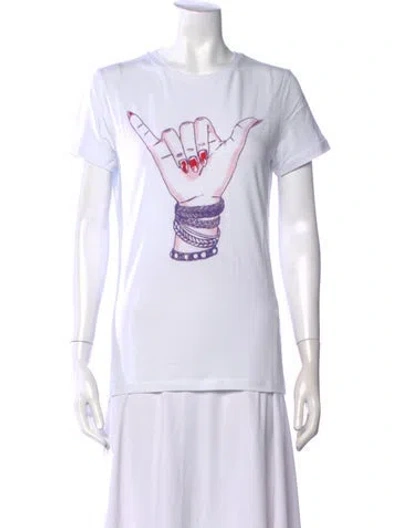 Pre-owned Jonathan Cohen Graphic Print Crew Neck T-shirt W/ Tags In White