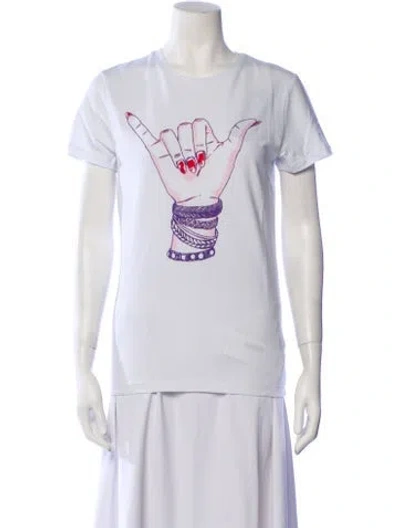 Pre-owned Jonathan Cohen Graphic Print Crew Neck T-shirt W/ Tags In White