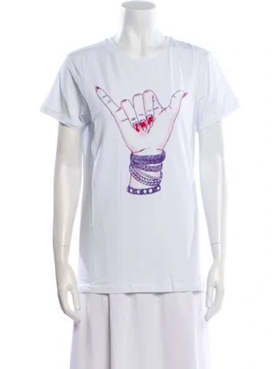 Pre-owned Jonathan Cohen Graphic Print Crew Neck T-shirt W/ Tags In White