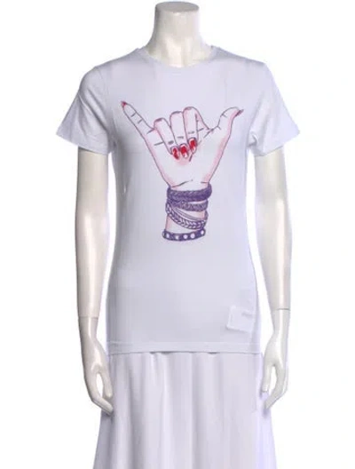 Pre-owned Jonathan Cohen Graphic Print Crew Neck T-shirt W/ Tags In White