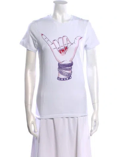 Pre-owned Jonathan Cohen Graphic Print Crew Neck T-shirt W/ Tags In White