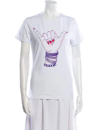 Pre-owned Jonathan Cohen Graphic Print Crew Neck T-shirt W/ Tags In White