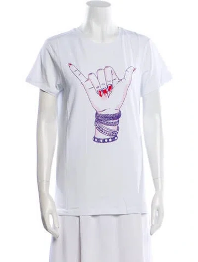 Pre-owned Jonathan Cohen Graphic Print Crew Neck T-shirt W/ Tags In White