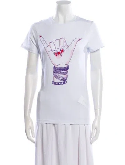 Pre-owned Jonathan Cohen Graphic Print Crew Neck T-shirt W/ Tags In White