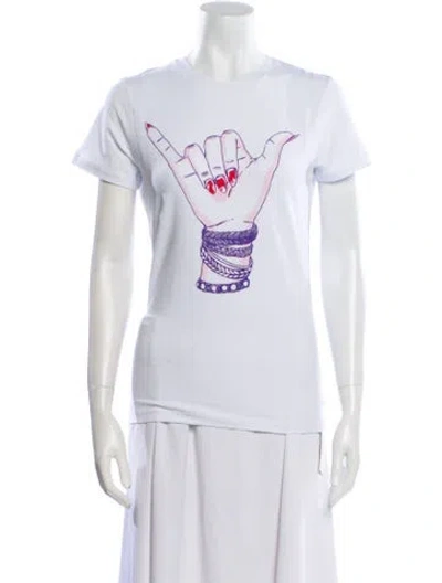 Pre-owned Jonathan Cohen Graphic Print Crew Neck T-shirt W/ Tags In White