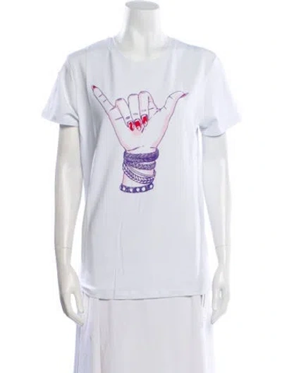 Pre-owned Jonathan Cohen Graphic Print Crew Neck T-shirt W/ Tags In White