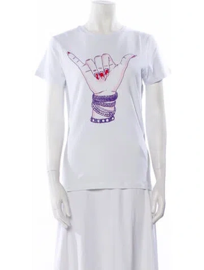 Pre-owned Jonathan Cohen Graphic Print Crew Neck T-shirt W/ Tags In White