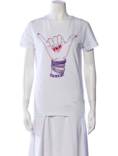 Pre-owned Jonathan Cohen Graphic Print Crew Neck T-shirt W/ Tags In White