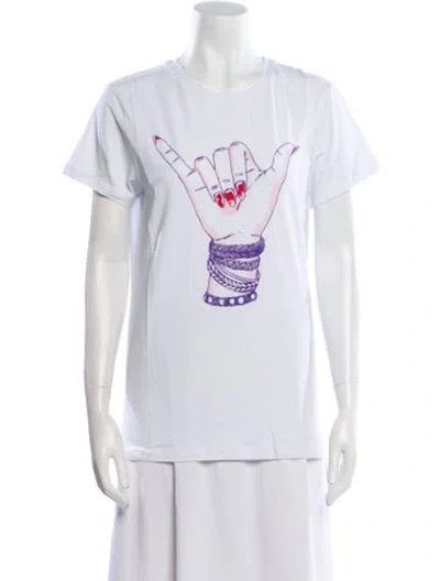 Pre-owned Jonathan Cohen Graphic Print Crew Neck T-shirt W/ Tags In White