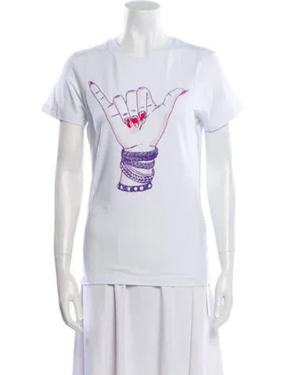 Pre-owned Jonathan Cohen Graphic Print Crew Neck T-shirt In White