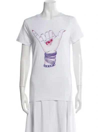 Pre-owned Jonathan Cohen Graphic Print Crew Neck T-shirt In White