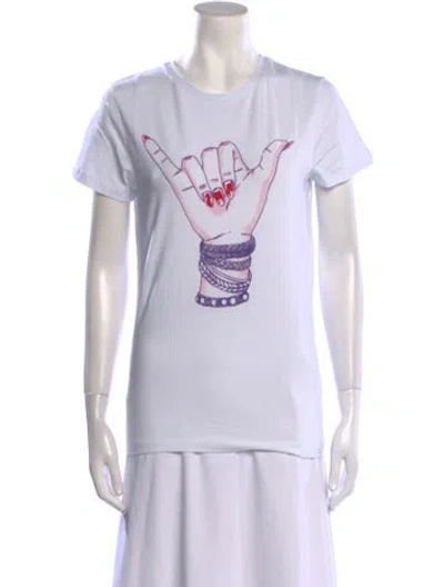 Pre-owned Jonathan Cohen Graphic Print Crew Neck T-shirt In White