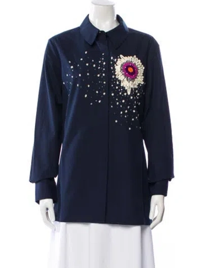 Pre-owned Jonathan Cohen Graphic Print Long Sleeve Top In Gray