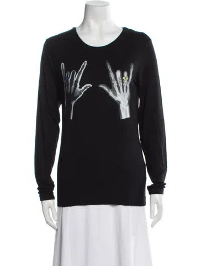 Pre-owned Jonathan Cohen Graphic Print Scoop Neck Sweatshirt W/ Tags In Blue