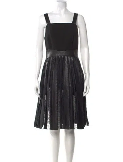 Pre-owned Jonathan Cohen Lamb Leather Midi Length Dress In Black