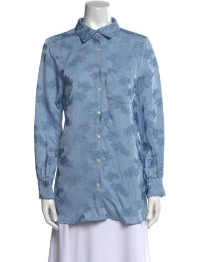 Pre-owned Jonathan Cohen Long Sleeve Button-up Top In Blue