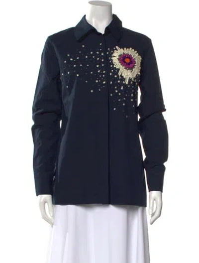 Pre-owned Jonathan Cohen Long Sleeve Button-up Top In Blue