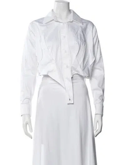 Pre-owned Jonathan Cohen Long Sleeve Button-up Top In White