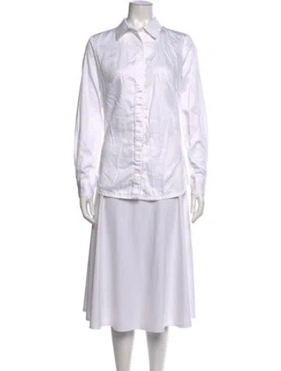 Pre-owned Jonathan Cohen Long Sleeve Button-up Top In White