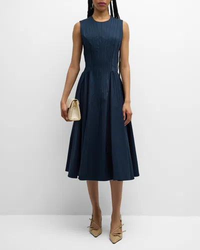 Jonathan Cohen Pintuck Sleeveless Dress In Navy