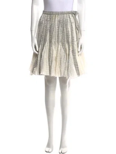 Pre-owned Jonathan Cohen Plaid Print Knee-length Skirt In White