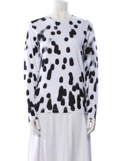Pre-owned Jonathan Cohen Polka Dot Print Crew Neck Blouse W/ Tags In White